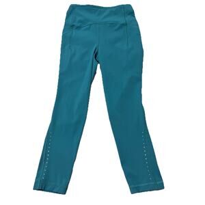 Lululemon Teal High Rise Crop Leggings Size 2 Athletic Yoga Running Pants